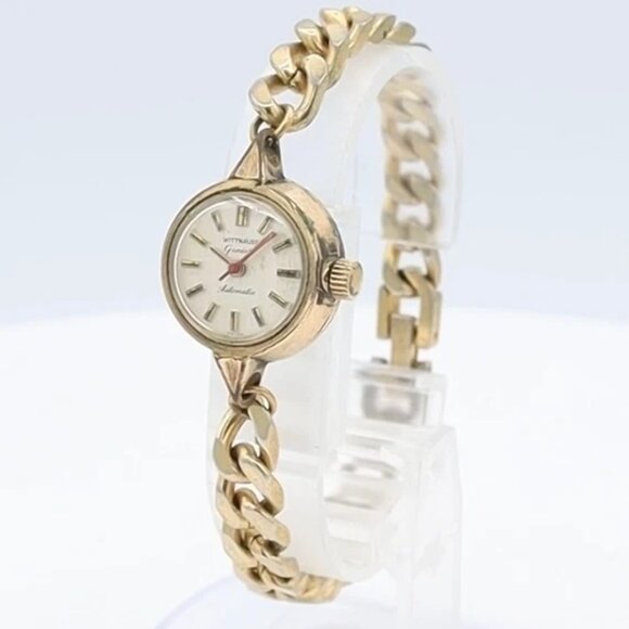 Vintage Wittnauer Geneve Cocktail Ladies Automatic Wristwatch 7550 Gold Tone